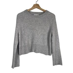 Rachel Zoe Womens XL Gray 100% 2-Ply Cashmere Cropped Crew Neck Raglan Sweater